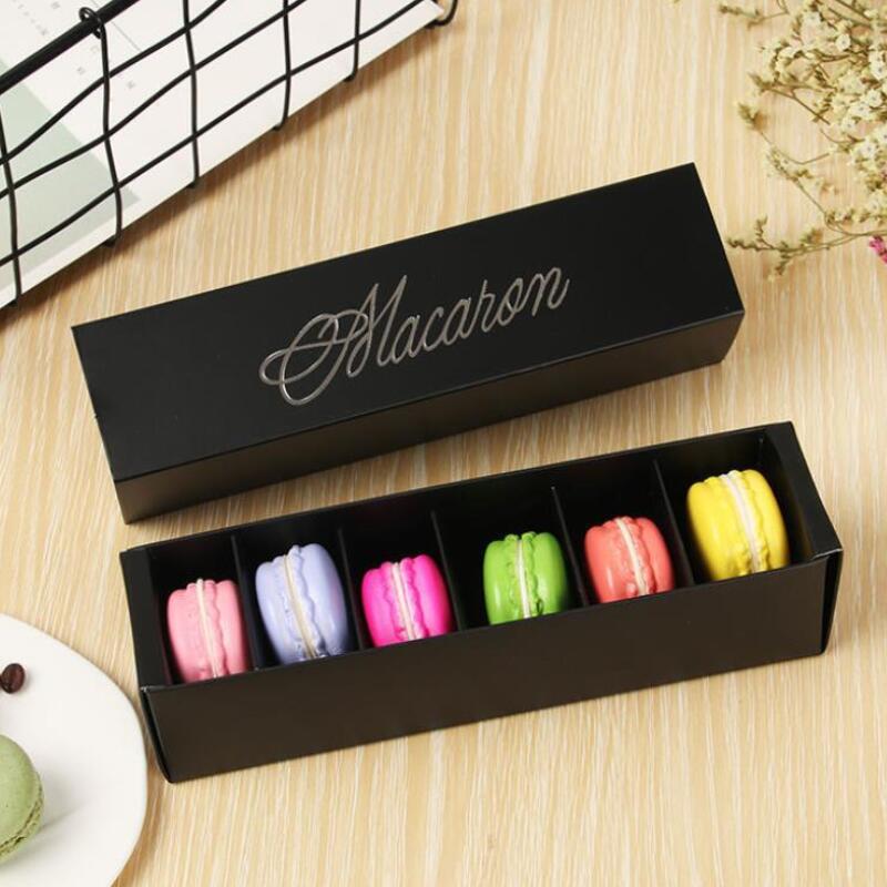 Cake Home Made aron Chocolate Boxes Biscuit ffin Box Retail Paper Packaging 20.3*5.3*5.3cm Black Pink EEC2465 Free shipping