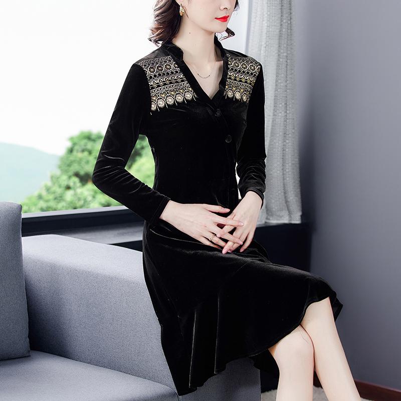 Casual Dresses 2021 Black Gold Velvet Patchwork Midi Dress Spring Autumn 4XL Plus Size Vintage Women Elegant Bodycon Party Vestido, Black;gray
Casual Dresses 2021 Black Gold Velvet Patchwork Midi Dress Spring Autumn 4XL Plus Size Vintage Women Elegant Bodycon Party Vestido, Black;gray