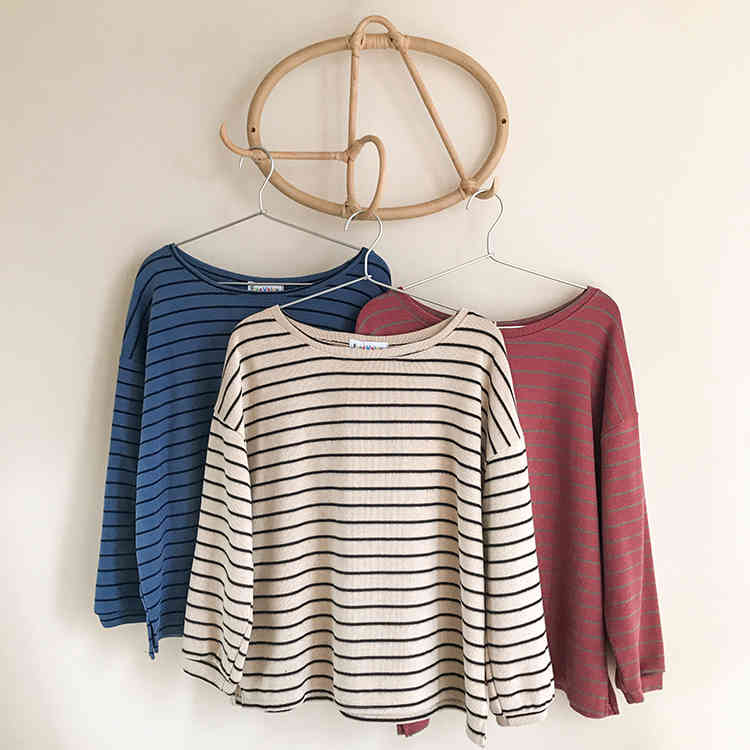 3 colors autumn korean style loose stripe Women Sweatshirts Long Sleeve Sweatshirt Womens pullovers ( F3926) 210423