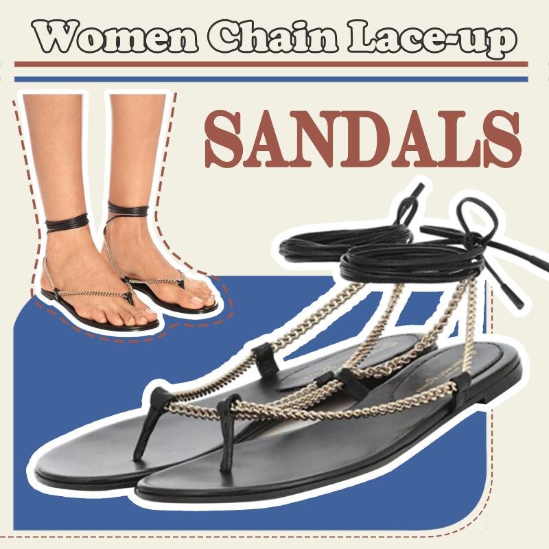 Slippers Summer Women's Flat Chain Lace Up Flip Flops Outdoor Round Toe Shoes, Black
Slippers Summer Women's Flat Chain Lace Up Flip Flops Outdoor Round Toe Shoes, Black
