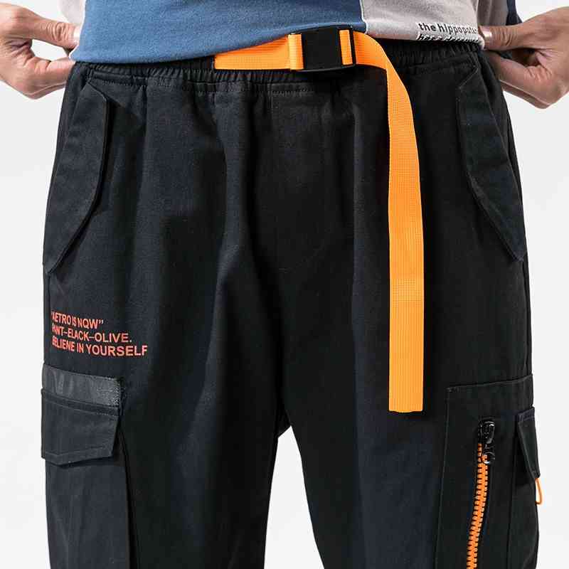 Streetwear Hip Hop Black Harem Pants Men Elastic Waist Pants with Zipper Big Pockets Casual Loose Jogger Pants Men Trousers 210601
