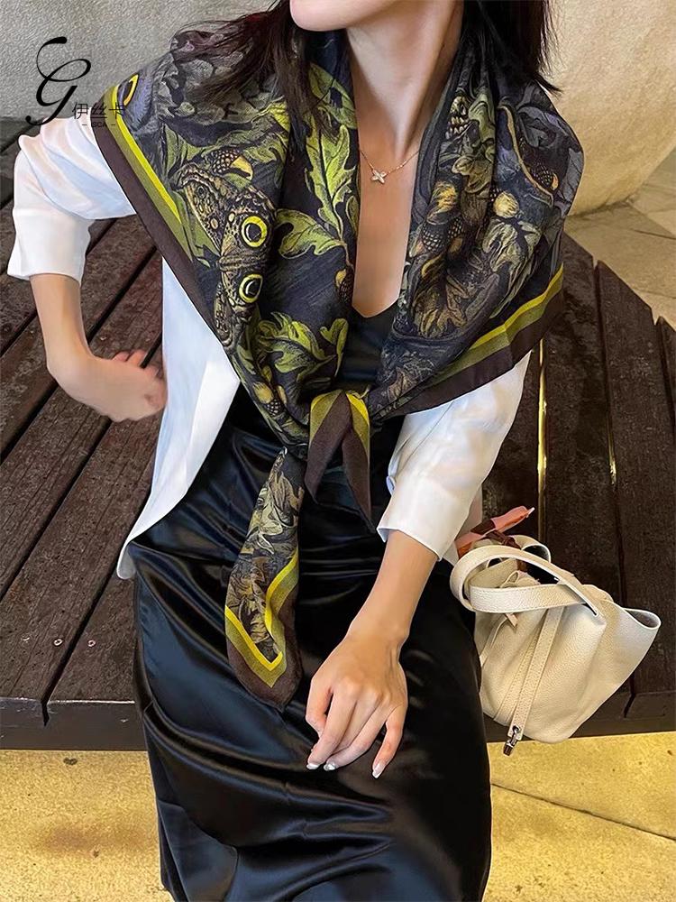 Scarves High-end 140 Large Square Scarf Women's Silk Cashmere Blended Original Single Double-sided Two-color
Scarves High-end 140 Large Square Scarf Women's Silk Cashmere Blended Original Single Double-sided Two-color