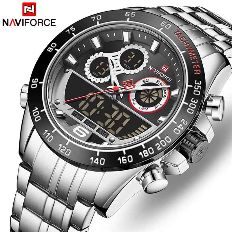 Mens Watches NAVIFORCE Sports Quartz Watch Men Military Chronograph Wristwatch with Stainless Steel Band Relogio Masculino 210517, Silver black
Mens Watches NAVIFORCE Sports Quartz Watch Men Military Chronograph Wristwatch with Stainless Steel Band Relogio Masculino 210517, Silver black