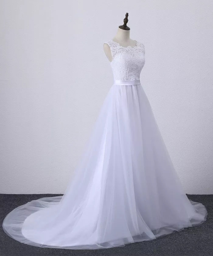 New Fashion Vintage Summer Holiday Beach Lace Bridal Gown Scoop Backless Boho Bohemain A-line Wedding Dresses Real Images In Stock