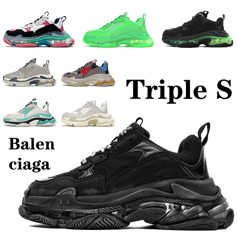 Men's Women's Triple S Casual Luxurys Retro Ladies Designer Shoes Black All White Beige Platform sneakers Chunky Style Classic Paris 17