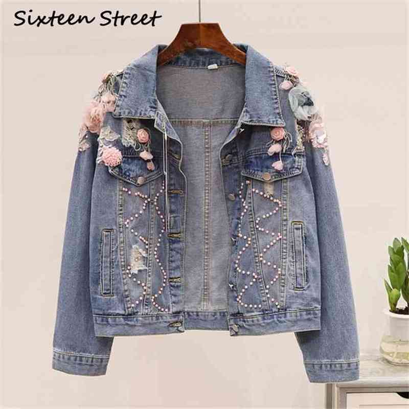 Autumn Woman denim jacket beading rose floral embroidery vintage loose coat woman light blue casual outfit 210603, Sky blue
Autumn Woman denim jacket beading rose floral embroidery vintage loose coat woman light blue casual outfit 210603, Sky blue