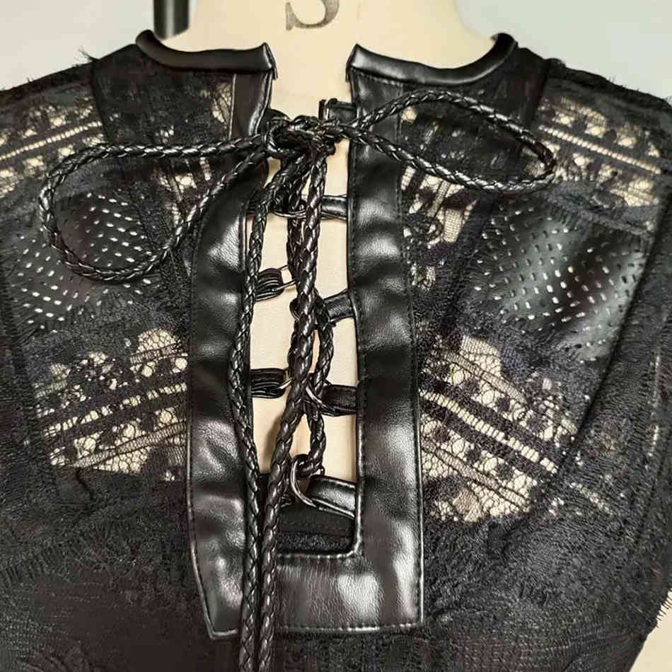 Black Lace Summer Fashion Party Vestidos Ladies Round Neck Embroidery Openwork Long Sexy Dress 210525