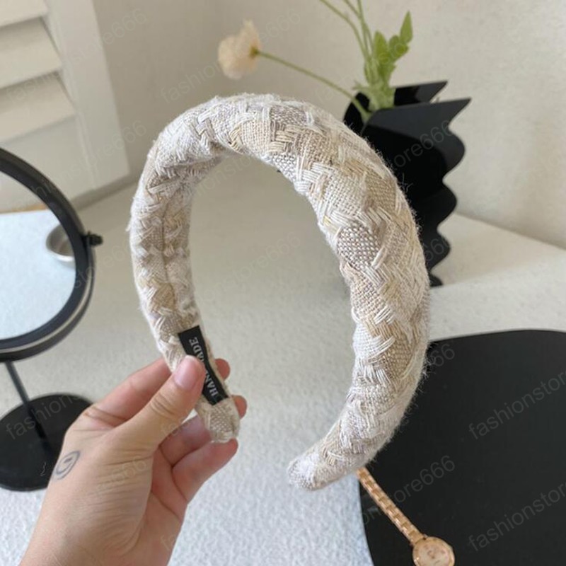 Vintage Women's Headwear Sponge Wide-brimmed Headband Cotton&Linen Hairband Adult Hair Accessories Autumn