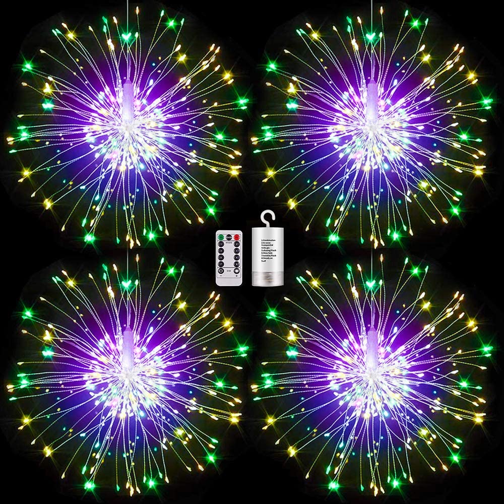 String Lights 120 150 180 200 LED Firework Starburst Hanging Fairy Lights Waterproof 8 Modes with Remote for Christmas Wedding Party Patio Garden Deco