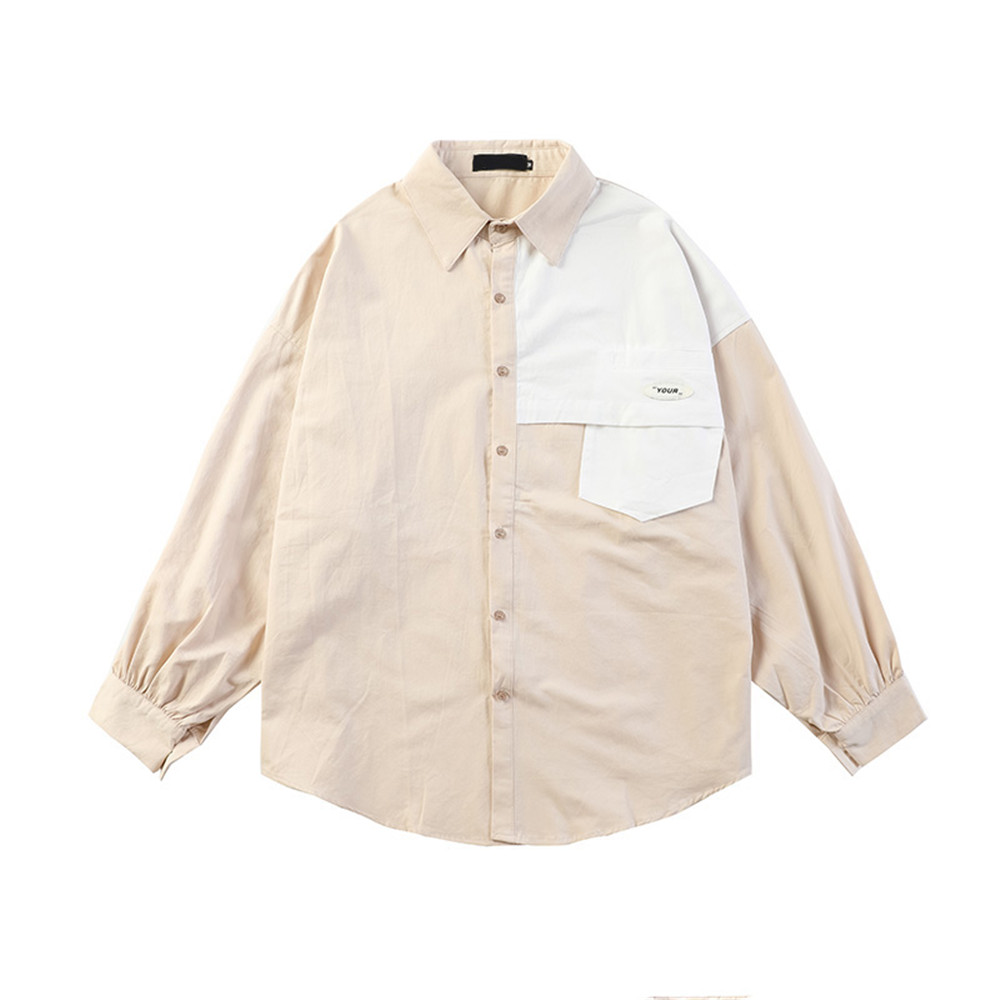 Patchwork Solid Color Men Shirt Long Sleeve Autumn Cotton Shirts Black White Khaki, Beige
Patchwork Solid Color Men Shirt Long Sleeve Autumn Cotton Shirts Black White Khaki, Beige