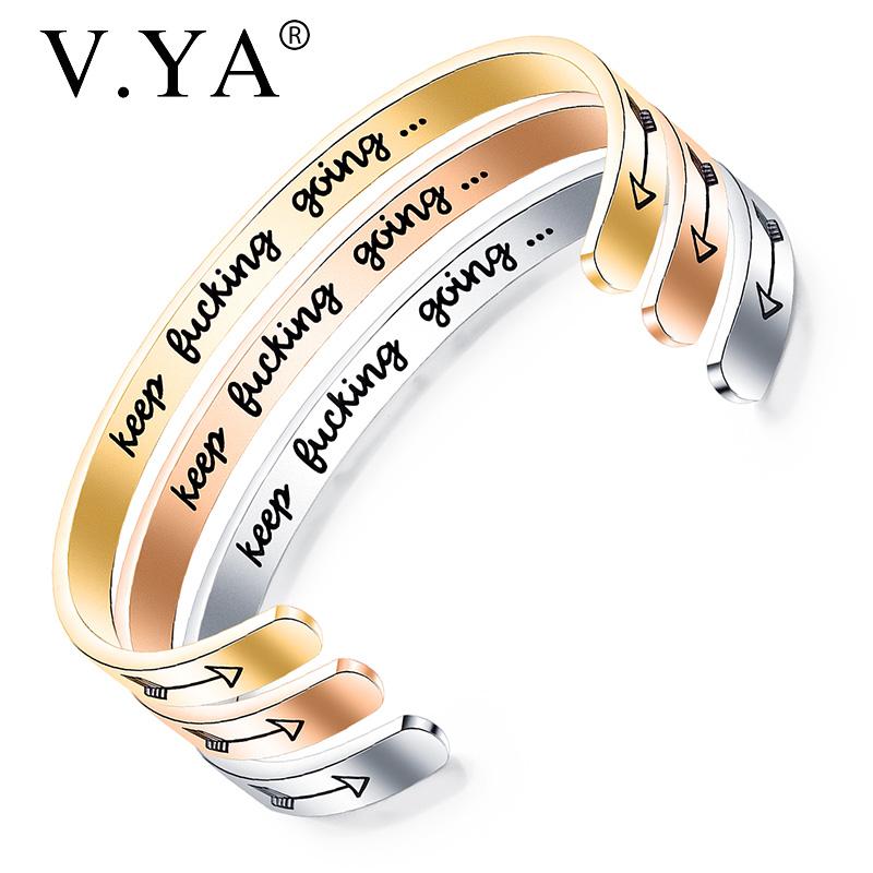 Charm Bracelets V.YA "Keep Going" Gold Open Bracelet For Women Stainless Steel Silver With Inspirational Quote Jewelry Gift
Charm Bracelets V.YA "Keep Going" Gold Open Bracelet For Women Stainless Steel Silver With Inspirational Quote Jewelry Gift