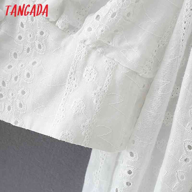 Women Retro Embroidery Romantic Crop Blouse Long Sleeve Chic Female Shirt Tops 2M144 210416