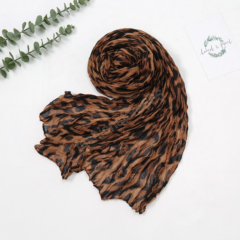 Leopard Print Scarf Hijab Headscarf Muslim Shawls Cotton Viscose Head Wrap Foulard Turbans Headband Women