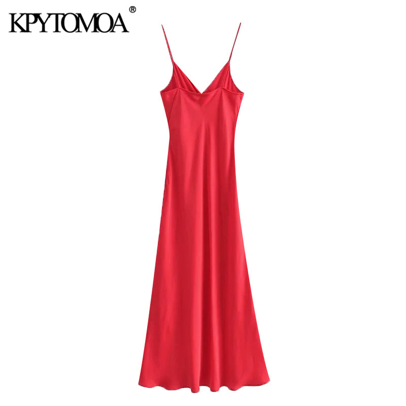 Women Chic Fashion With Buttons Front Slit Midi Camisole Dress Backless Thin Straps Female Dresses Mujer 210420