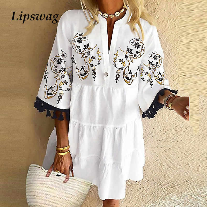 Women Vintage Floral Print Dress Elegant Lady V-Neck Half Sleeve Dress Autumn Summer Bohemian Loose Tassel Cuffs Dress Vestidos, 02 blue
Women Vintage Floral Print Dress Elegant Lady V-Neck Half Sleeve Dress Autumn Summer Bohemian Loose Tassel Cuffs Dress Vestidos, 02 blue