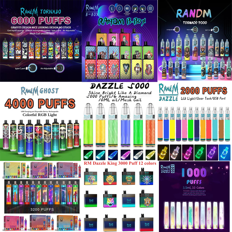 Original Disposable Vape Pen E Cigarette RandM Tornado B-Box Dazzle King Ghost Max Pro Switch 2IN1 Mini 1000 2000 2600 3000 5000 6000 puffs
Original Disposable Vape Pen E Cigarette RandM Tornado B-Box Dazzle King Ghost Max Pro Switch 2IN1 Mini 1000 2000 2600 3000 5000 6000 puffs