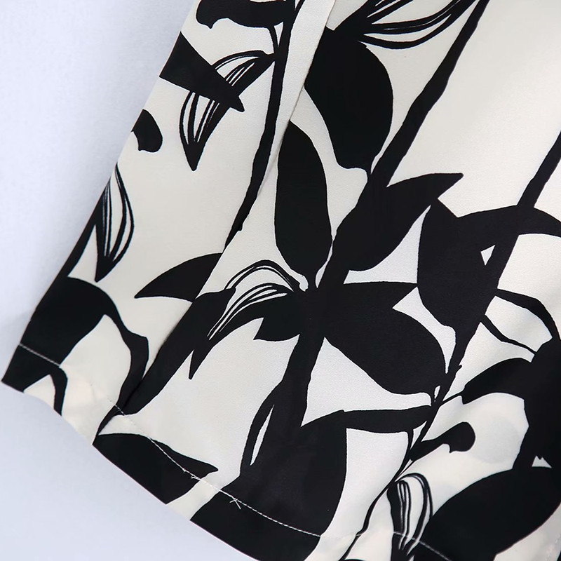 PUWD Oversize Women Turn-down Collar Dress Spring-autumn Fashion Ladies Chinese Style Loose Printed 210522