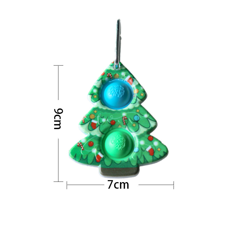 Christmas Tree Santa Claus Elk Snowman Dog Pop It Push Fidget Toy with Keychain Ring Stress Relief Autism Popit Squeeze Toys Gifts for Adult Children 