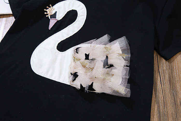 2020 Summer Girls' Clothing Sets Elegant Princess Girl Animal T-Shirt +Star Gauze Skirt 2PCS Kids Clothes Suit Children Clothing Y220310