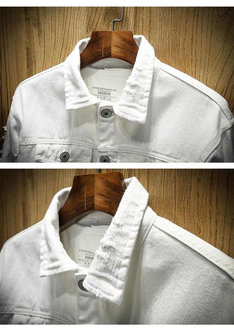 Men's Jackets 2021 Denim Jacket Men Ripped Holes Mens Pink Jean Garment Washed Coat Designer Man Clothes Sel