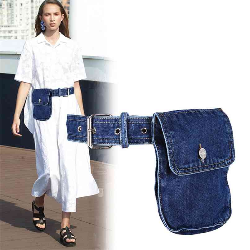 Waist Bag Women Fanny Pack Belt Fashion Adjustable Denim Female Phone Pouch Bum s Hip 210823