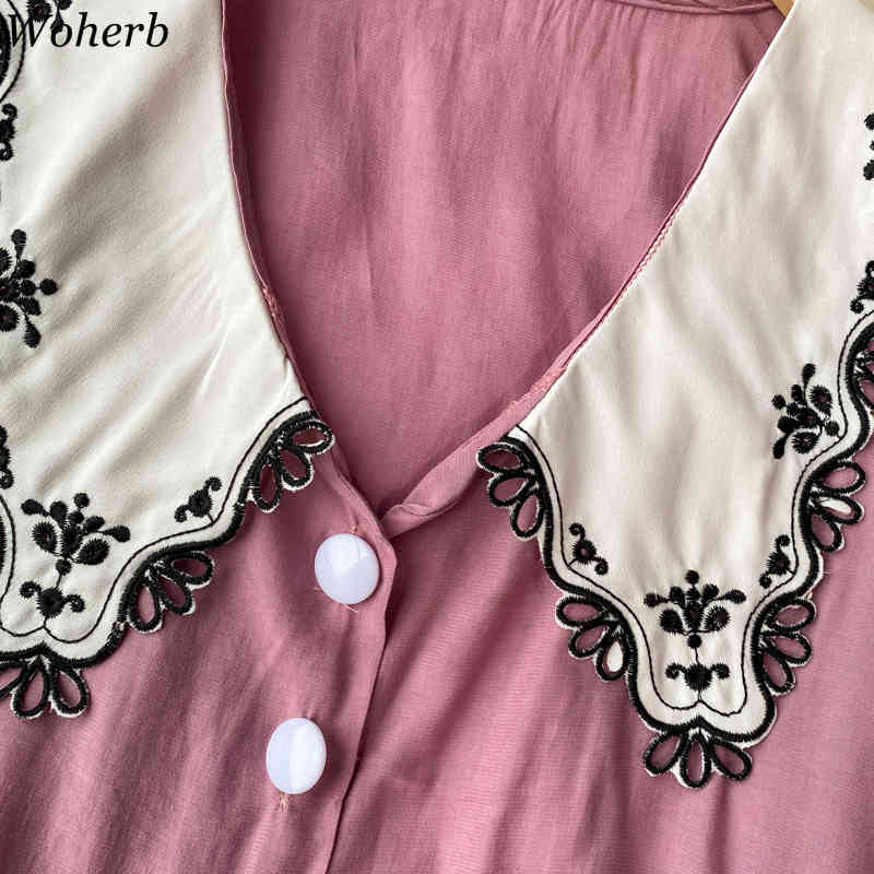 Embroidered Shirt Women Summer Blusas Mujer Puff Short Sleeve Temperament Slim Blouse Elegant Fashion White Tops 4i563 210519