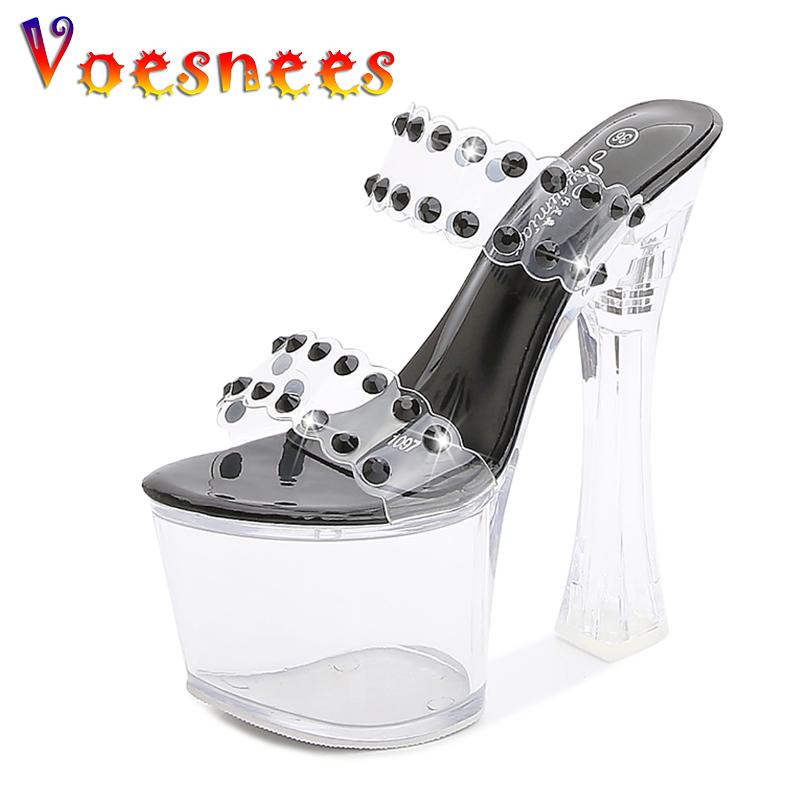 Voesnees Brand Women Shoes 2021 Model Show Sexy 17cm High-Heel Square Heel Platform Slippers Transparent Crystal Wedding, Black
Voesnees Brand Women Shoes 2021 Model Show Sexy 17cm High-Heel Square Heel Platform Slippers Transparent Crystal Wedding, Black