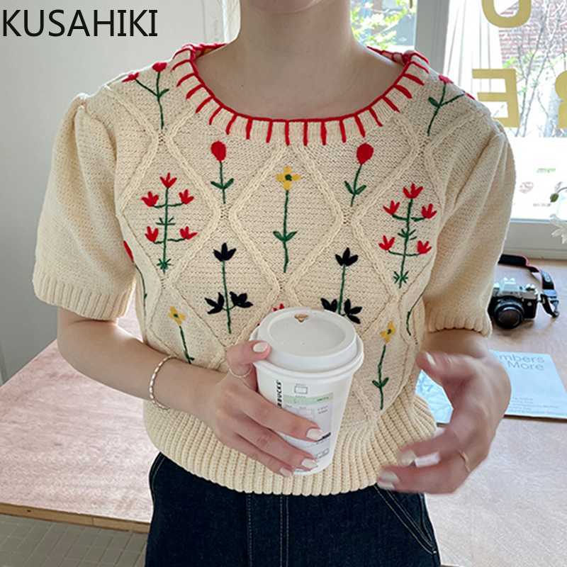 KUSAHIKI Korean Hand-hook Floral Pullover Knitwear Korean Chic Summer Puff Sleeve Knitted Tops Causal O-neck Women Jumper 6H773 210602, Photo color
KUSAHIKI Korean Hand-hook Floral Pullover Knitwear Korean Chic Summer Puff Sleeve Knitted Tops Causal O-neck Women Jumper 6H773 210602, Photo color