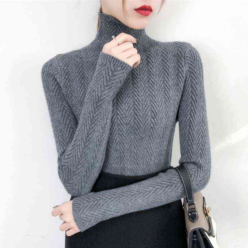 Underwear Woman Autumn and Winter sweater Slim Bottom Shirt Long Sleeve Tight Knitted Thickening 211215