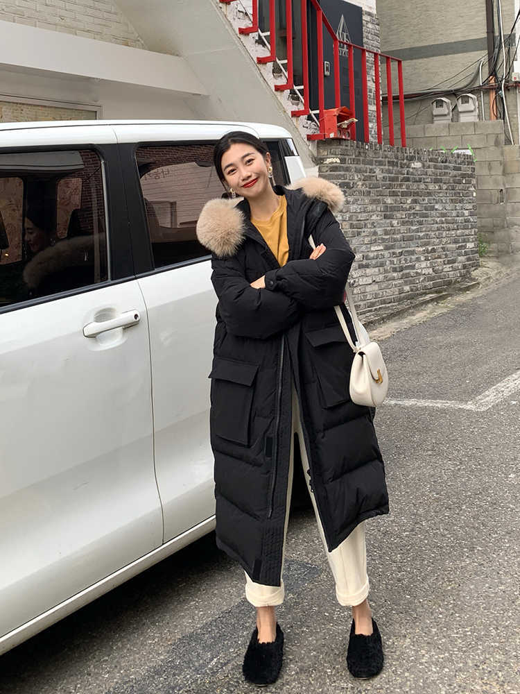 Long Down Padded Jacket Women's Winter Style Anti-season Fashion Thickening 211011