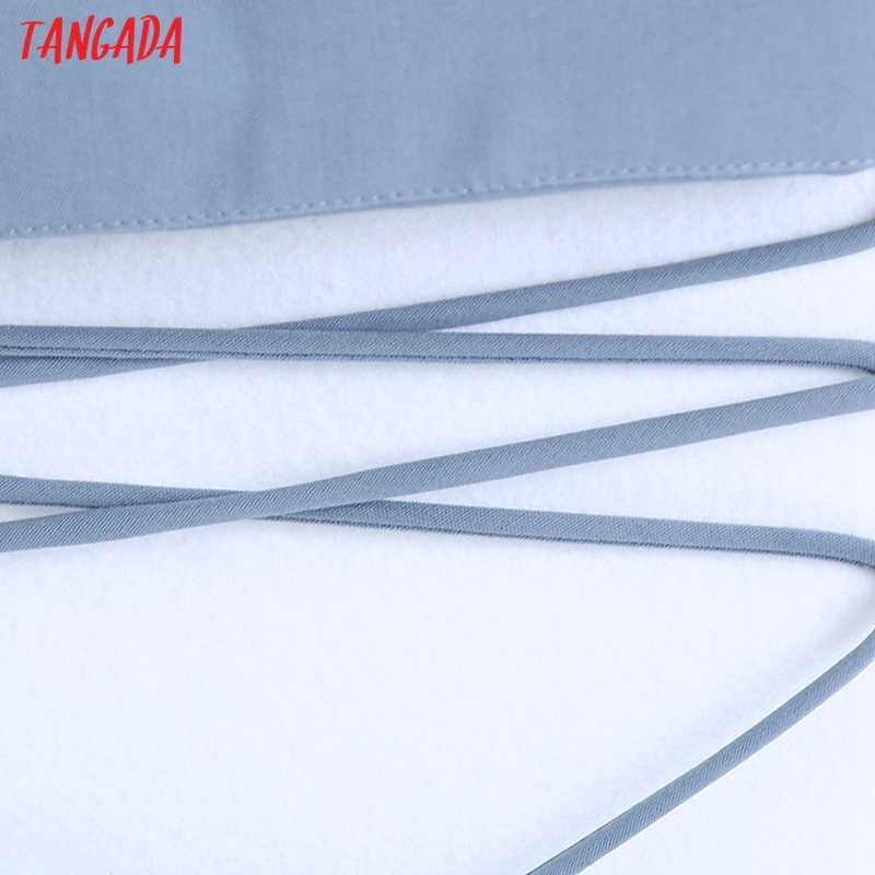 Tangada Women Blue Camis Crop Top Spaghetti Strap Sleeveless Backless Blouses Shirts Female Sexy Solid Tops CE143 210625