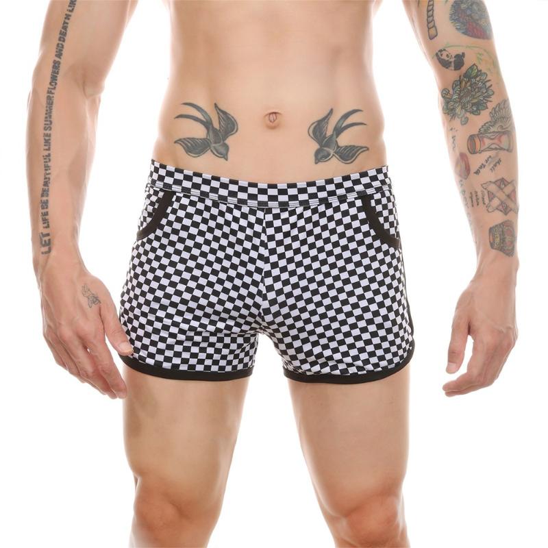 Underpants Men Plaids Boxer Underwear Breathable Comfortable Pockets Shorts Boxershorts Sleep Bottoms Bikini Sexy Panties