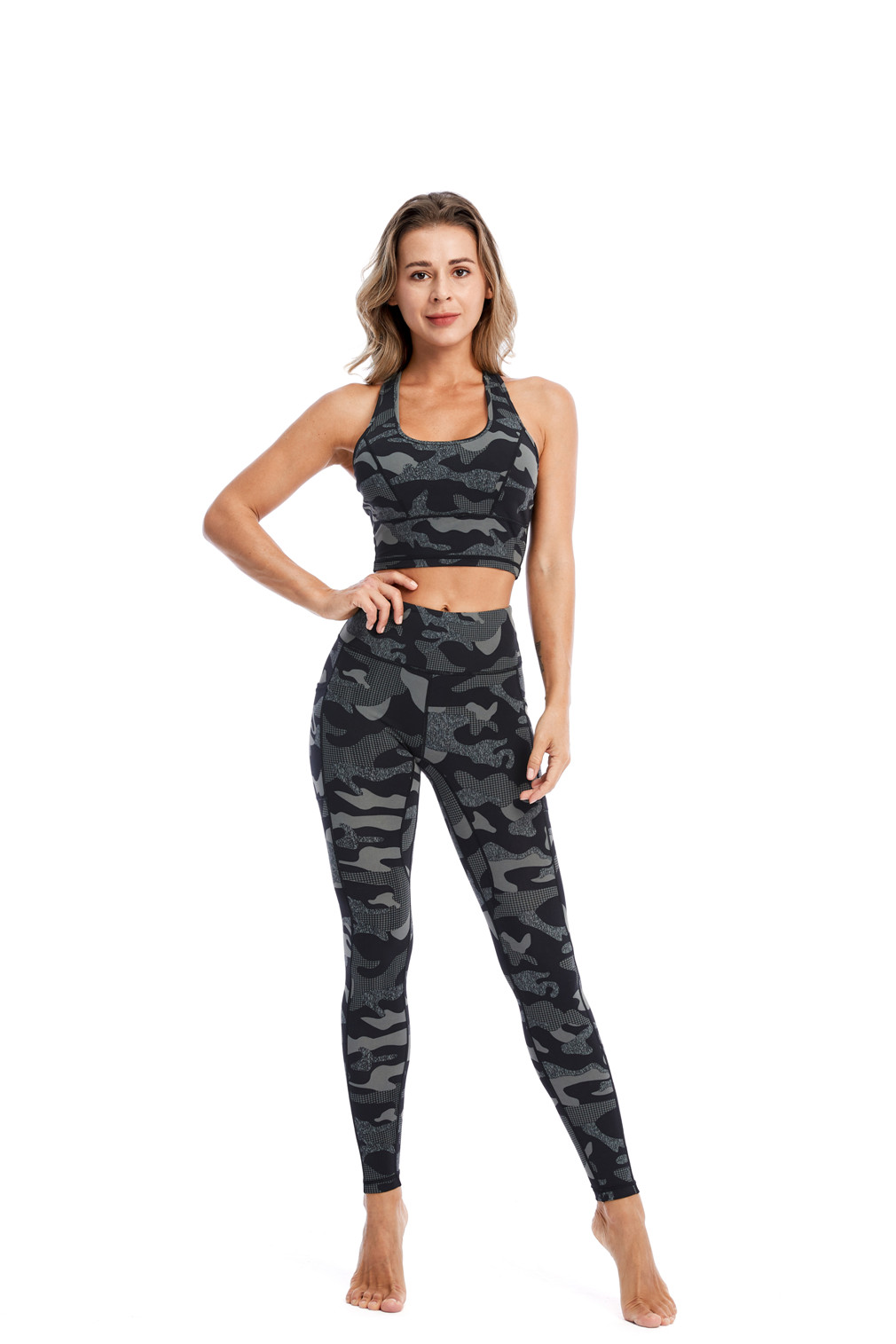 Yoga Outfits for Women 2 Piece Set Workout Camouflage High Waist Athletic Seamless Leggings and Sports Bra Gym Running Traning Clothes, Grey
Yoga Outfits for Women 2 Piece Set Workout Camouflage High Waist Athletic Seamless Leggings and Sports Bra Gym Running Traning Clothes, Grey