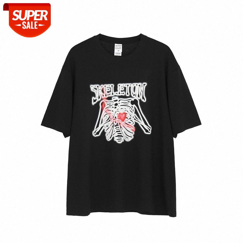 Dark wind skeleton printed short-sleeved T-shirt men's American loose round neck five-point sleeve half #rO0W, White;black
Dark wind skeleton printed short-sleeved T-shirt men's American loose round neck five-point sleeve half #rO0W, White;black