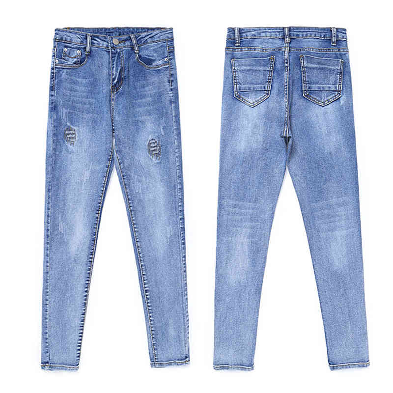 High Waist Jeans For Women Trousers Slim Stretch Denim Jean Skinny Push Up Woman Daily Long Pants 210515