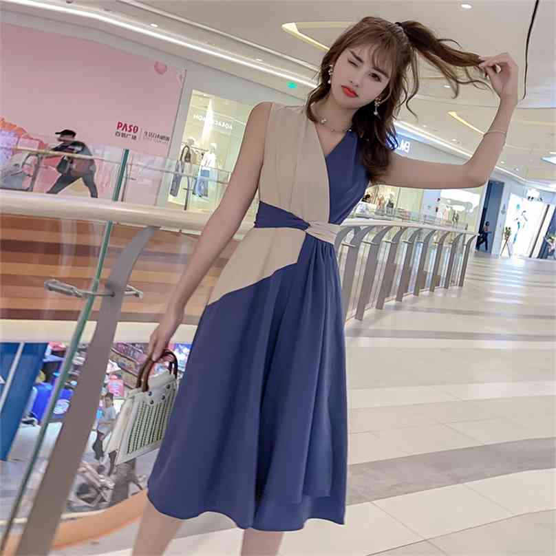 Summer Korean version of wild sleeveless color matching dress temperament waist was thin dffice party for women dreasses 210602, Black
Summer Korean version of wild sleeveless color matching dress temperament waist was thin dffice party for women dreasses 210602, Black
