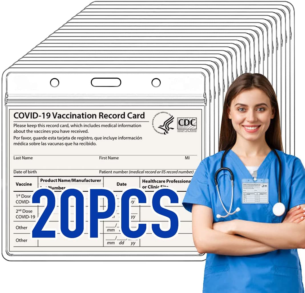 20 Pack Vaccination Card Sleeve 4 X 3(4.25 X 3.5) Inches, Transparent Card Holder with Waterproof Resealable Zip Immunization Record Card Holder
20 Pack Vaccination Card Sleeve 4 X 3(4.25 X 3.5) Inches, Transparent Card Holder with Waterproof Resealable Zip Immunization Record Card Holder