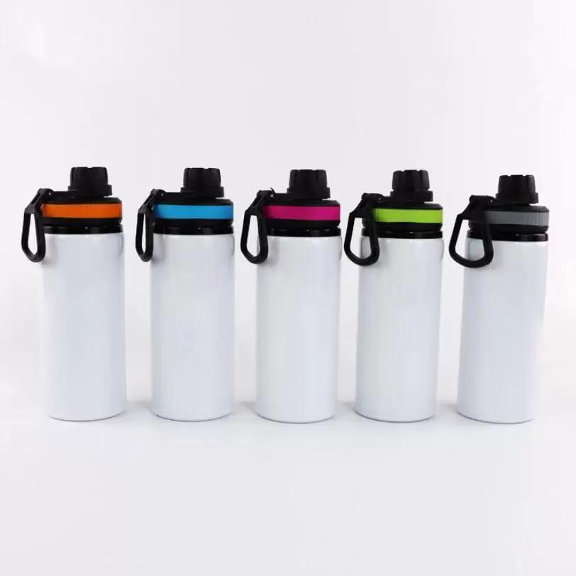DIY Sublimation Blanks White Water Bottle Mug Cups Singer Layer Aluminum Tumblers Drinking Cup With Lids 6 Colors 600ml 20oz