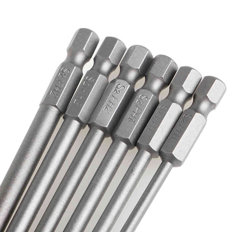 2019 Hot 6 Stks/set 1/4''Shaft 150 Mm Long S2 Steel Magnetic Hex Cross Screwdriver Bit Nieuwe