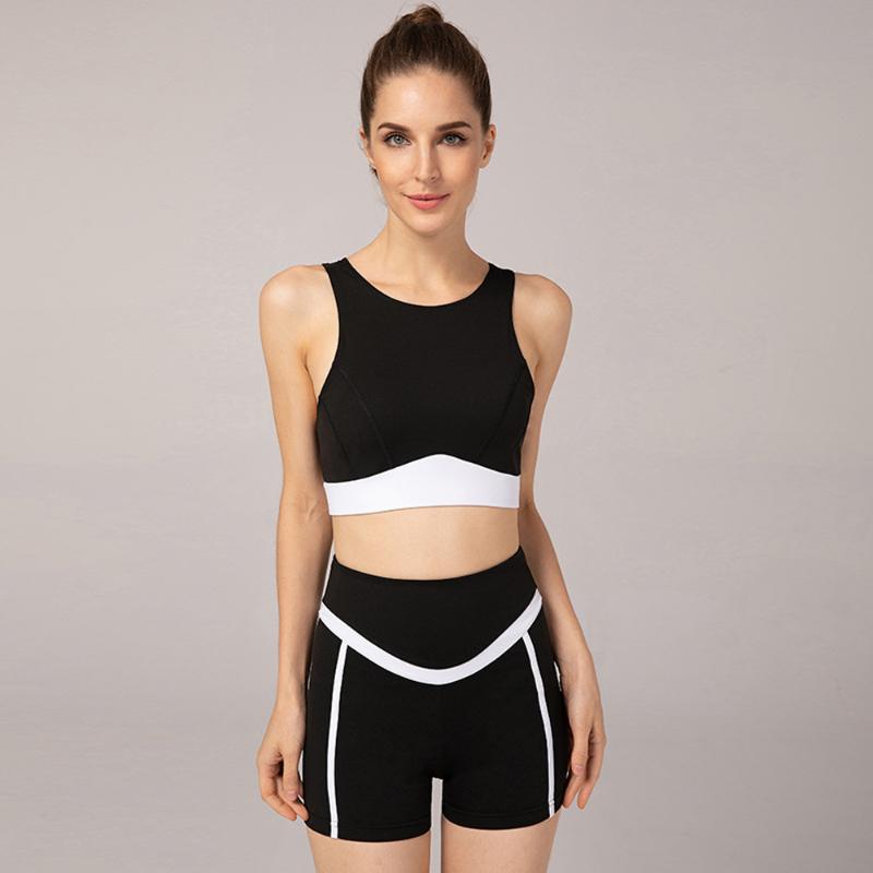 Yoga Outfit 2pcs Female Set Seamless High Waist Short Leggings Hollow Back Bra Workout Clothes For Women Fitness Sport Gym Tracksuit