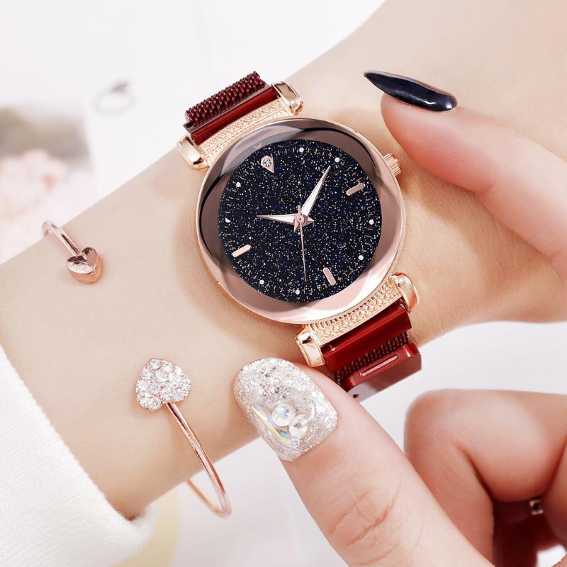 Top Brand Ladies Watch Women Luxury Rose Gold Magnetic Buckle Stainless Steel Starry Sky Wristwatches Quartz, Brown
Top Brand Ladies Watch Women Luxury Rose Gold Magnetic Buckle Stainless Steel Starry Sky Wristwatches Quartz, Brown