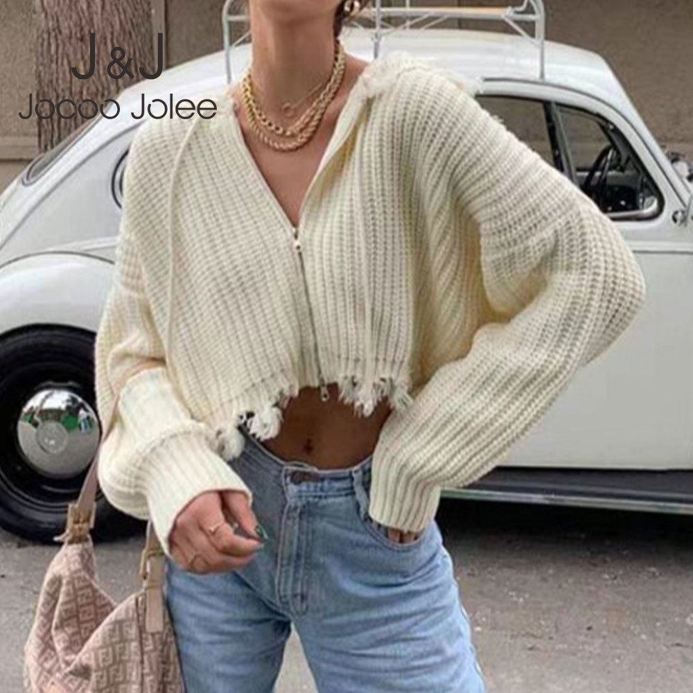 Jocoo Jolee Vintage Solid Hollow Tassel Crop Knitted Coat Women Long Sleeve Hooded Sweater Cardigan Batwing Zipper Outwear 210518, Black
Jocoo Jolee Vintage Solid Hollow Tassel Crop Knitted Coat Women Long Sleeve Hooded Sweater Cardigan Batwing Zipper Outwear 210518, Black