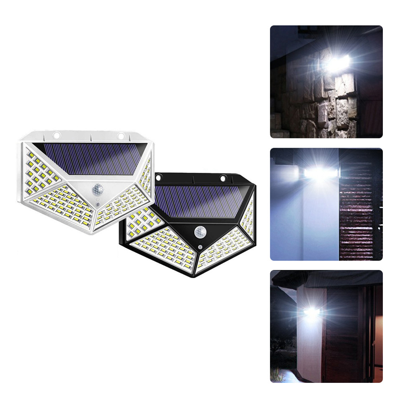 

Solar Lamps 100 LED Four-Sided Solar Power Light 3 Modes 270 Degree Angle Motion Sensor Wall Lamp Outdoor Waterproof Yard Garden Lamps In Stock