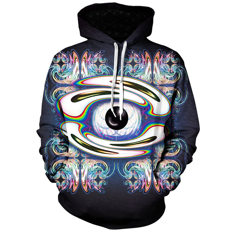 Graffiti Eye Pattern Men's 3D Printed Hoodie Visual Impact Party Top Punk Gothic Round Neck High Quality Sweatshirt Hoodie, Black