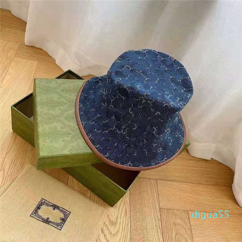fashion Women Bucket Hat Spring and Summer Printed Washed Denim Cap Fashion Breathable Sunhat Casual Wide Brim Hats