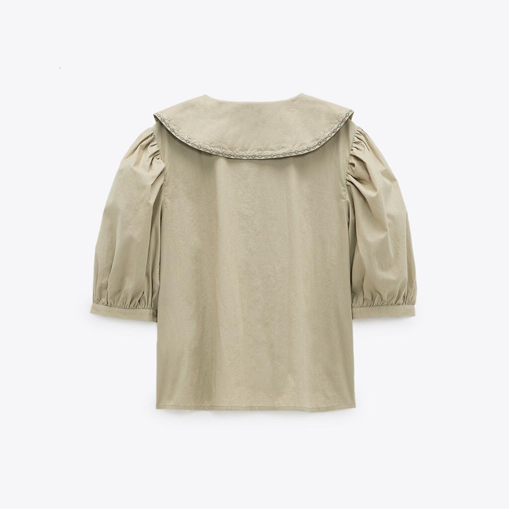 Women's Blouses & Shirts Za 2021 will see women's clothes doll collar embroidered neckline solid shirt short, Army green.
Women's Blouses & Shirts Za 2021 will see women's clothes doll collar embroidered neckline solid shirt short, Army green.