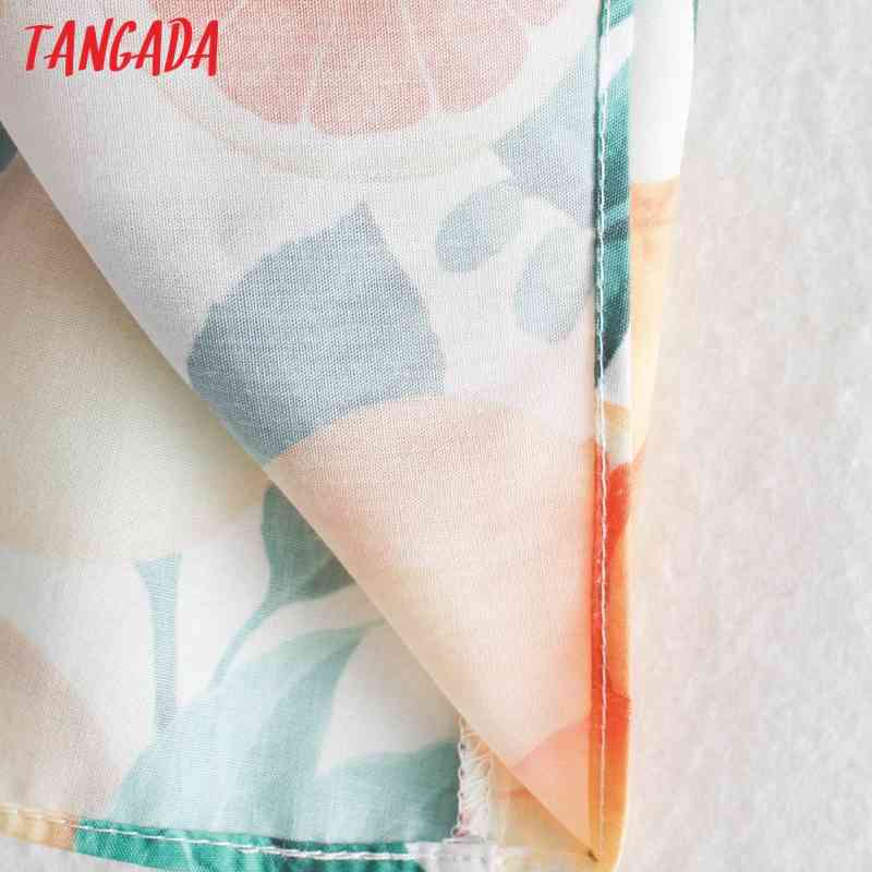Fashion Women Fruit Print Puff Sleeve Casual Female Summer Knee Dress 2W79 210416