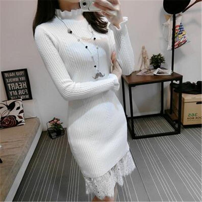 Casual Dresses 2022 Medium-long Thickening Basic Shirt Long-sleeve Slim Lace Patchwork Knitted Sweater One-piece Winter Dress Female, Black;gray
Casual Dresses 2022 Medium-long Thickening Basic Shirt Long-sleeve Slim Lace Patchwork Knitted Sweater One-piece Winter Dress Female, Black;gray