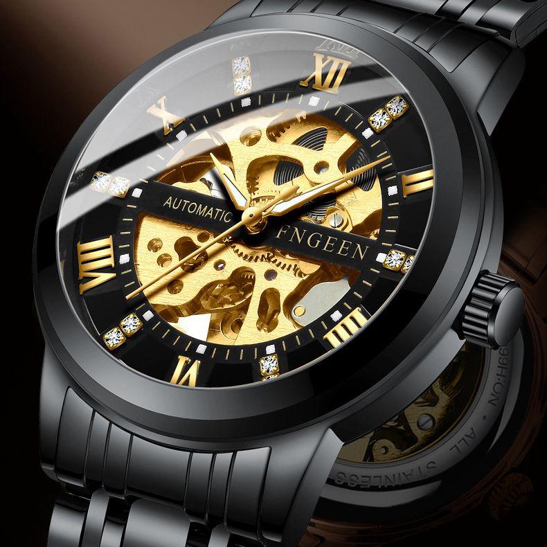 Wristwatches FNGEEN 6020 Men's Watches Fashion Automatic Mechanical Watch Hollow Waterproof Business Men Gift Relogio Masculino, Silver
Wristwatches FNGEEN 6020 Men's Watches Fashion Automatic Mechanical Watch Hollow Waterproof Business Men Gift Relogio Masculino, Silver