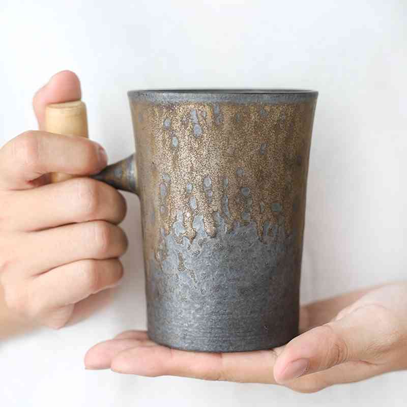 Japanese style Vintage Ceramic Coffee Mug tea Cup Tumbler Rust Glaze Office Tea Milk Beer Mug with spoon Wood Handle Water Cup 210409, Yellow
Japanese style Vintage Ceramic Coffee Mug tea Cup Tumbler Rust Glaze Office Tea Milk Beer Mug with spoon Wood Handle Water Cup 210409, Yellow